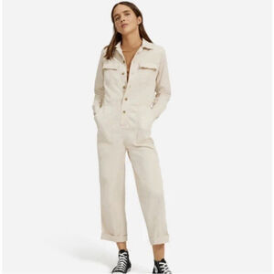 Everlane The Modern Utility Jumpsuit Women Sz 2 Tan Khaki Coveralls Cotton NWT